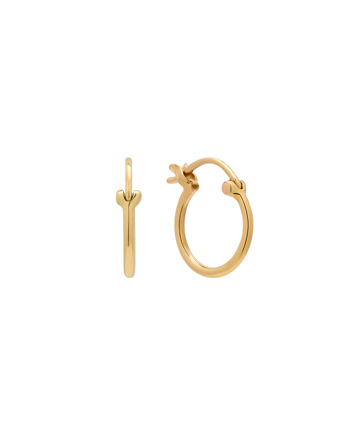Solid Gold Slim Latch Hoops - 12mm