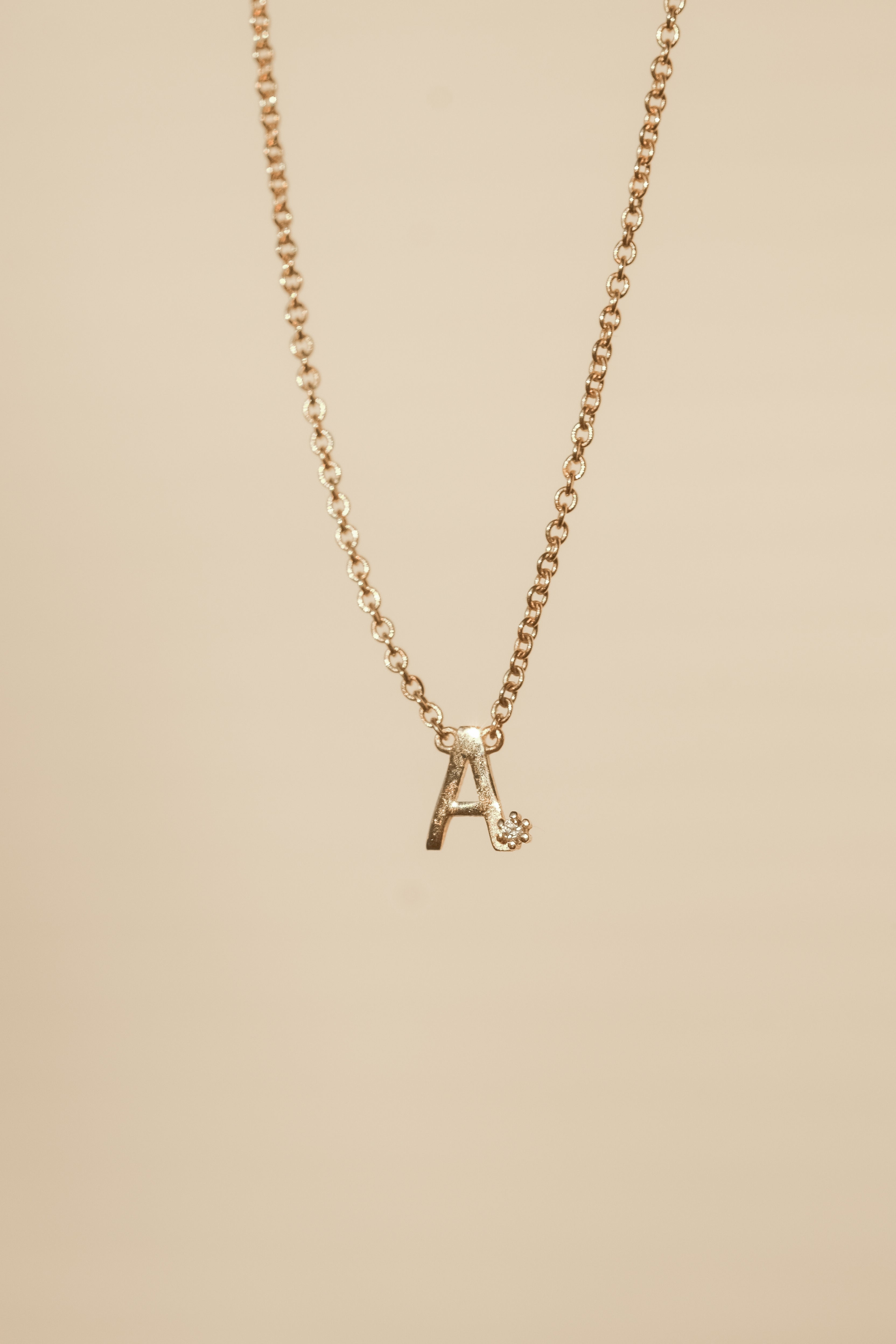 Mini Initial Choker Necklace - 14K Solid Gold - Oak & Luna