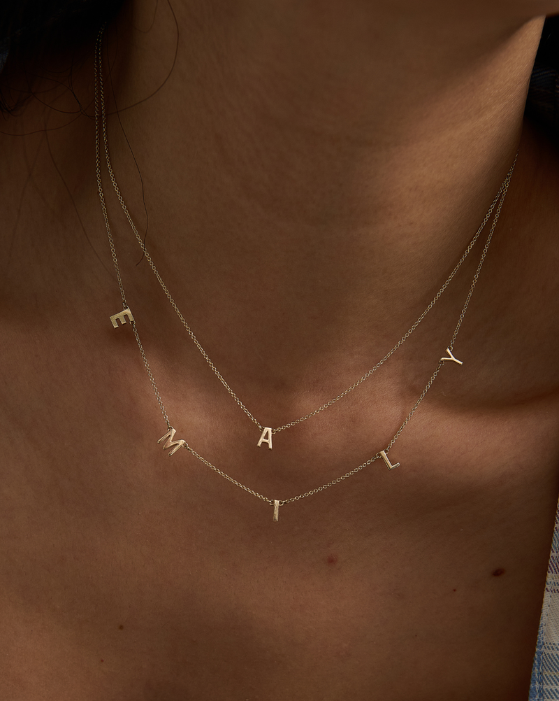 Solid gold initial necklace