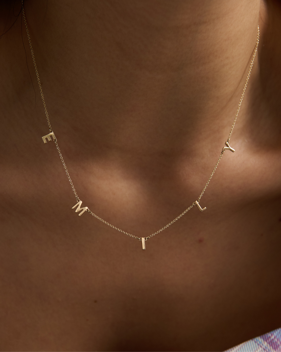 Custom Solid Gold Initial Necklace