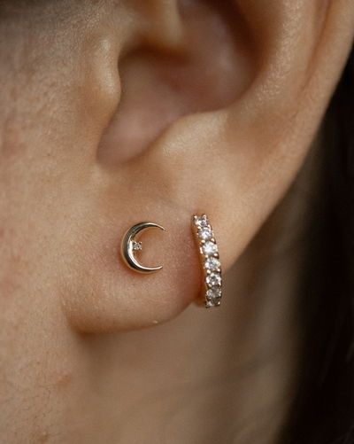 Solid Gold Moon Guardian Diamond Studs