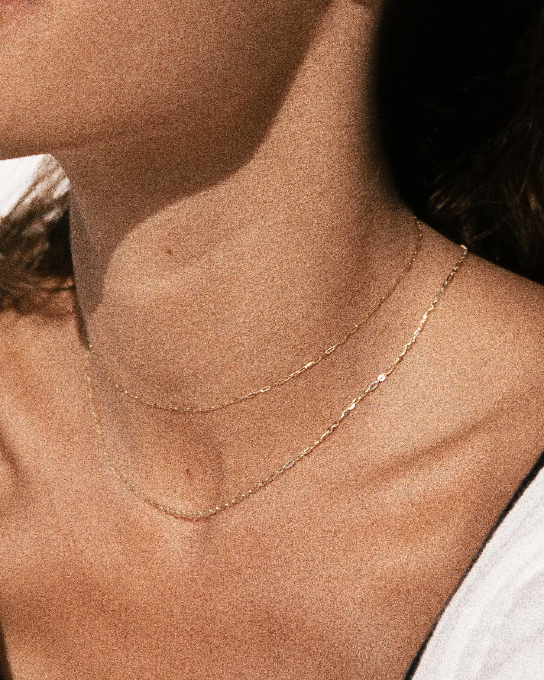 14K Solid Gold Baby Paperclip Chain Necklace
