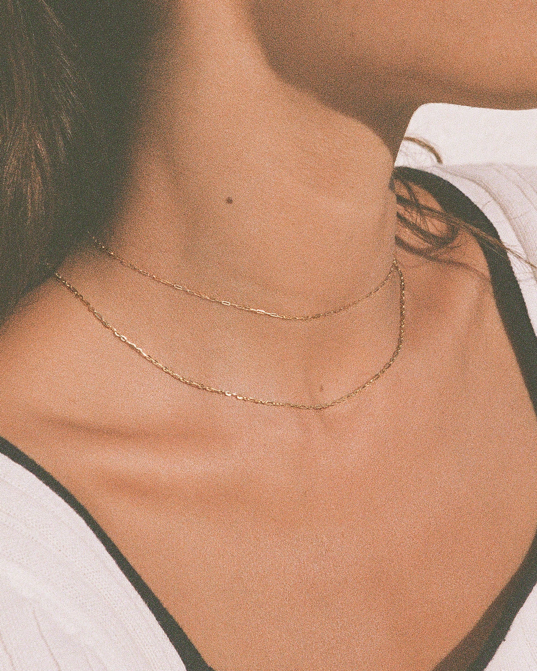 14K Solid Gold Baby Paperclip Chain Necklace
