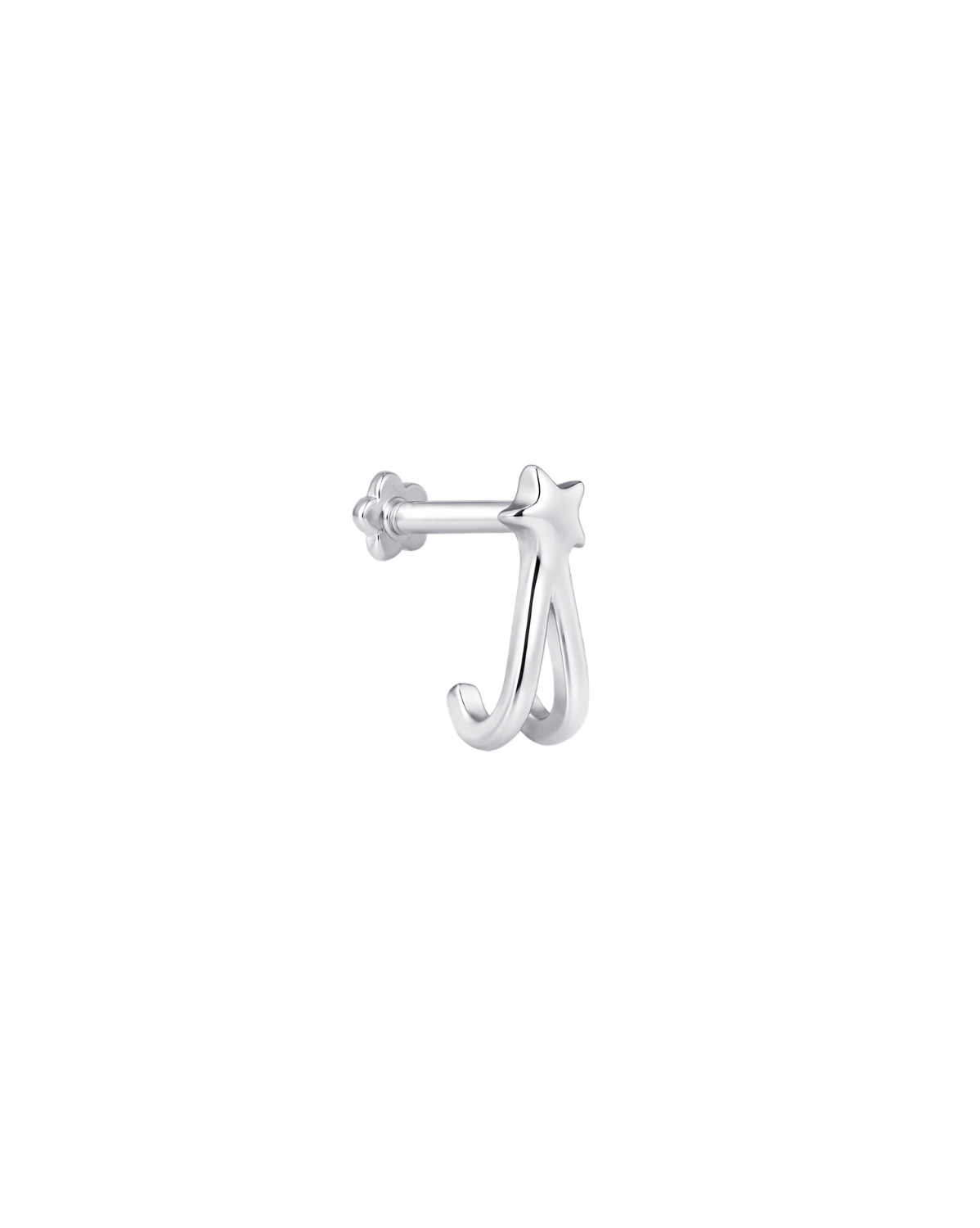 Wishbone Star Piercing Stud - Sterling Silver