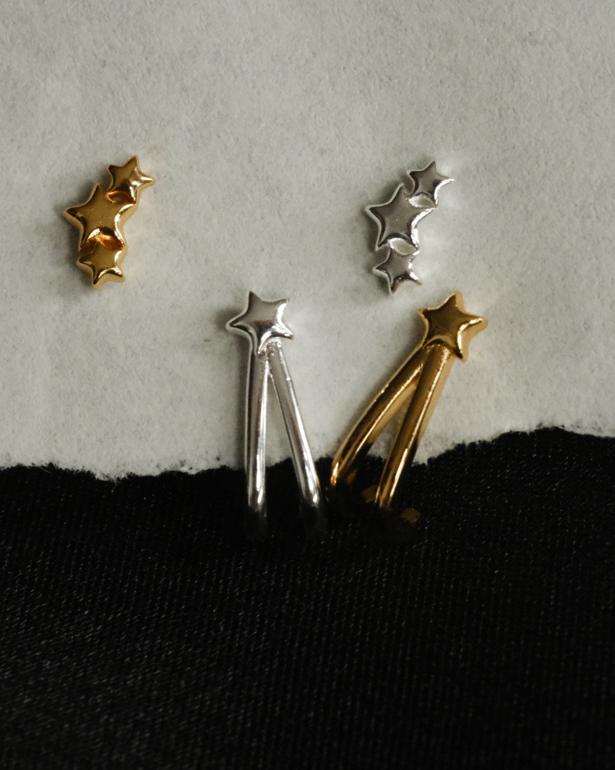 Wishbone Star Piercing Stud - Sterling Silver