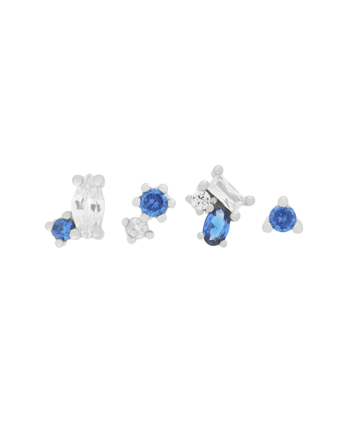 Yoru Blue Crystal Earrings Set - Sterling Silver