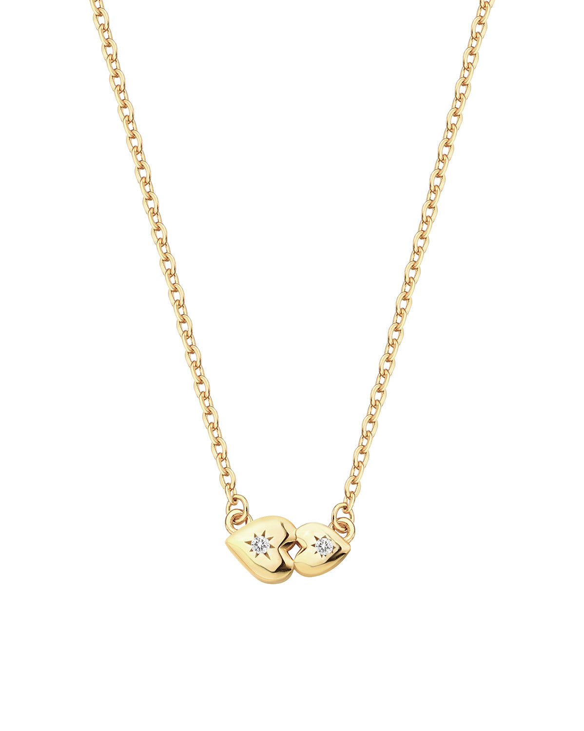 You And Me Solid Gold Hearts Necklace