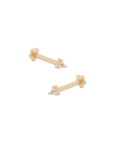 14K Solid Gold Angela Tiny Trio Stud (Pair)
