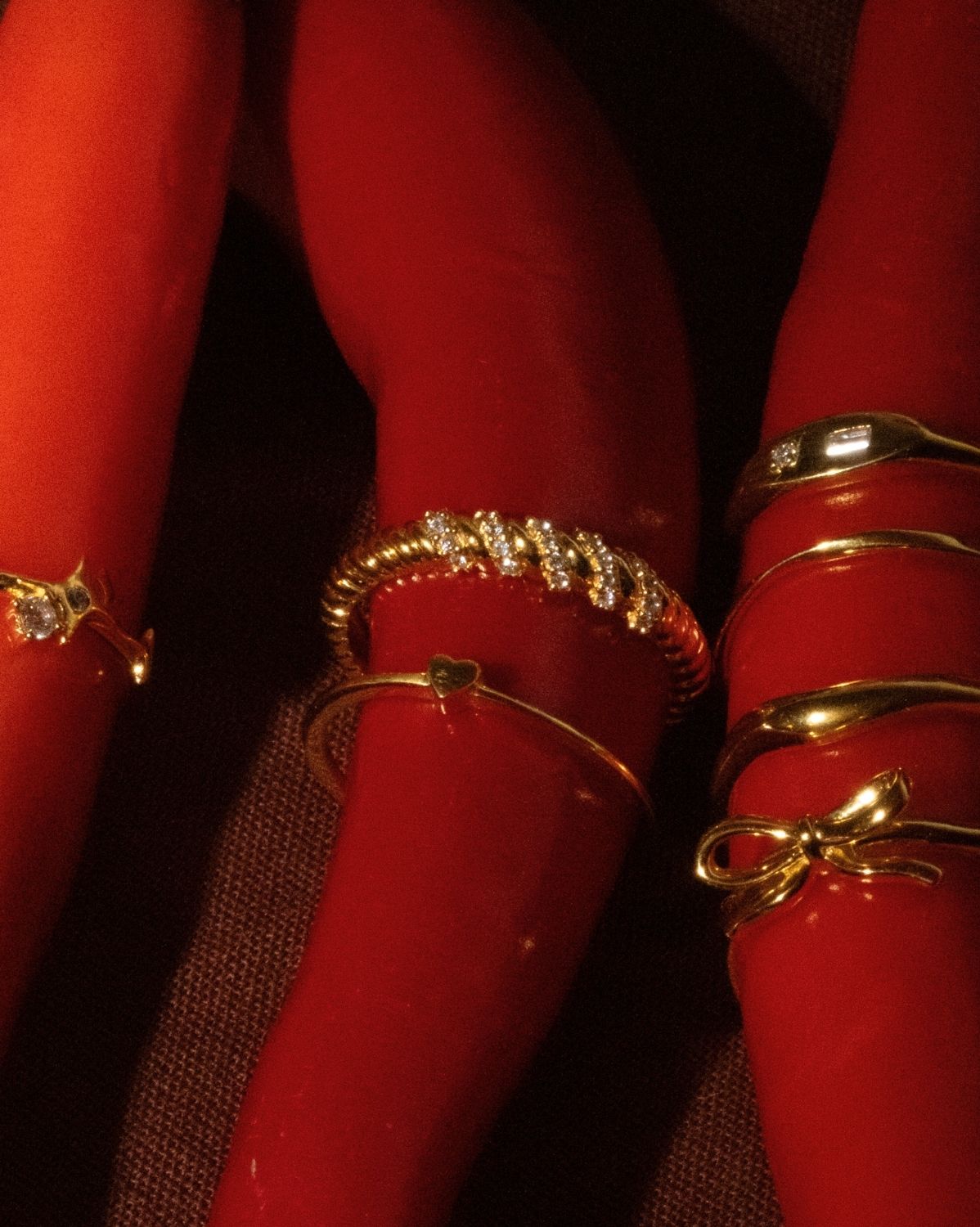 Solid Gold Lumi Heart Stacking Ring