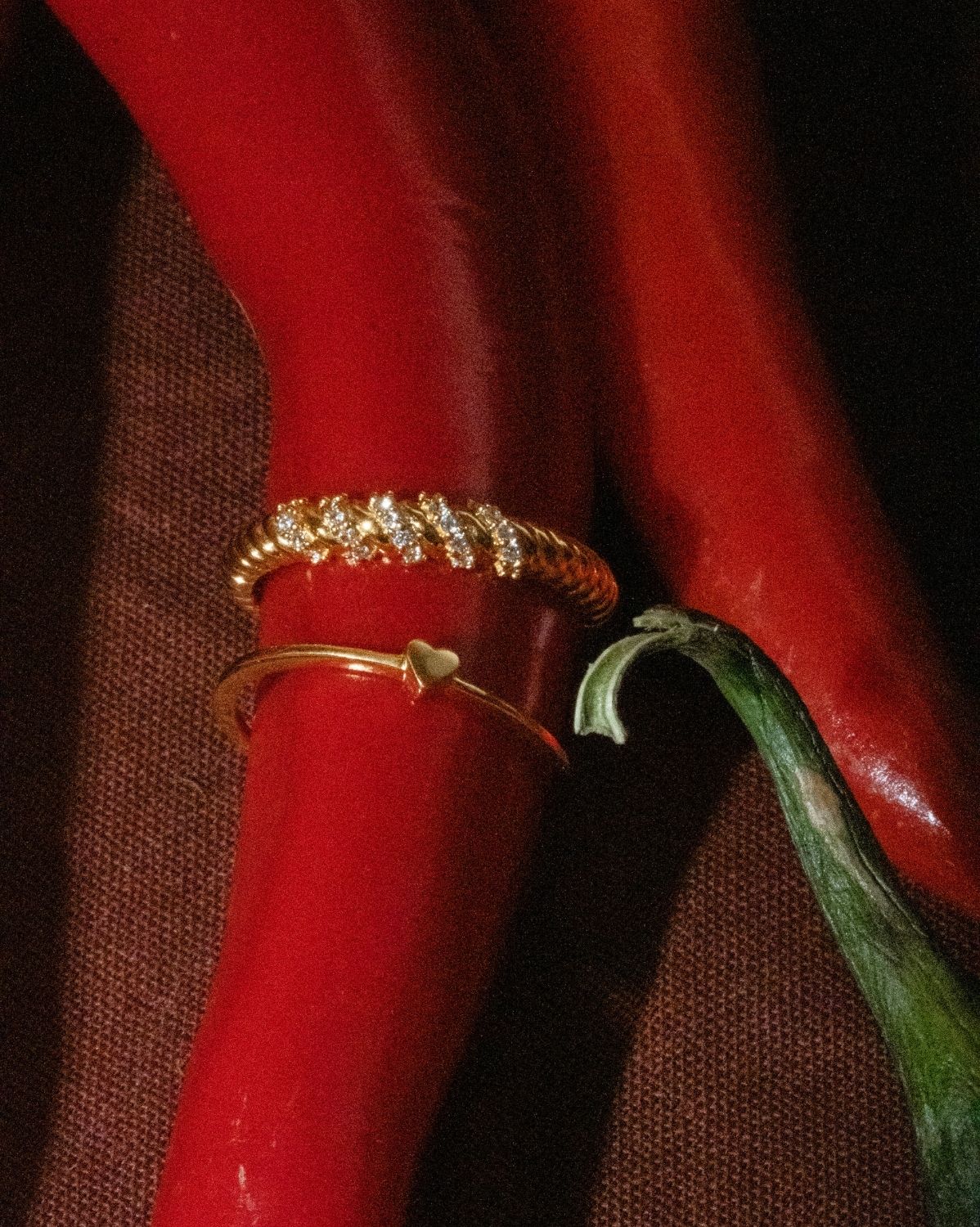 Solid Gold Lumi Heart Stacking Ring