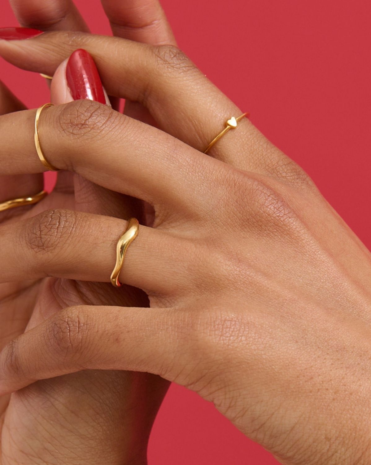 Solid Gold Lumi Heart Stacking Ring