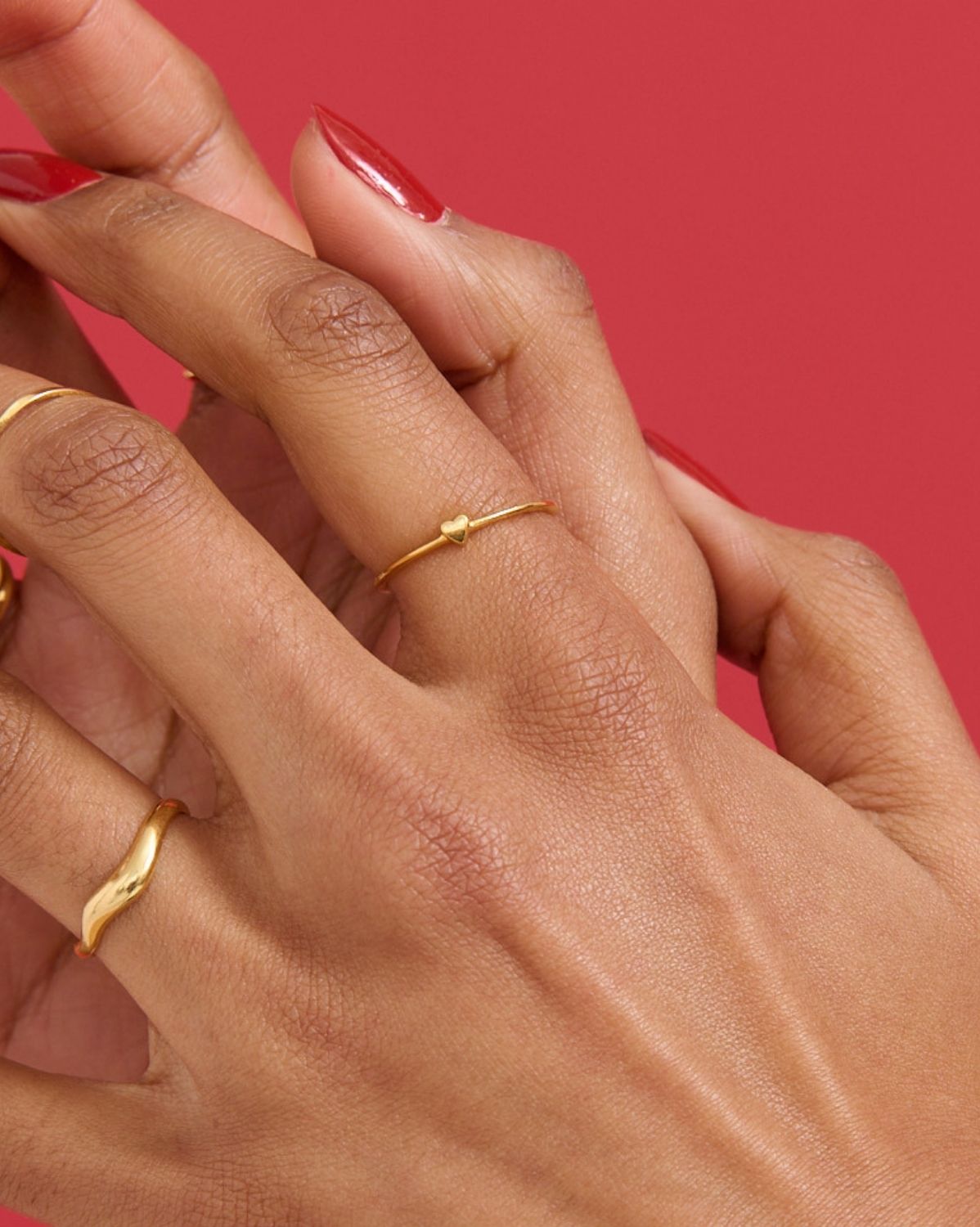 Solid Gold Lumi Heart Stacking Ring
