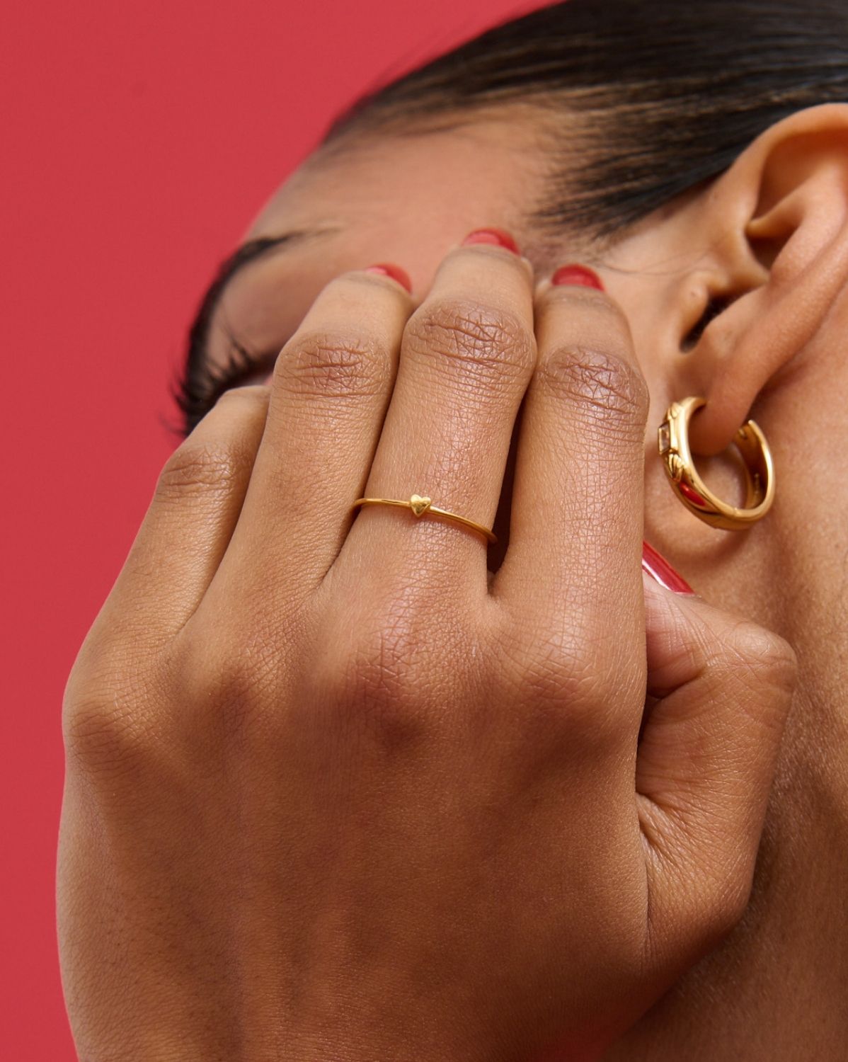 Solid Gold Lumi Heart Stacking Ring