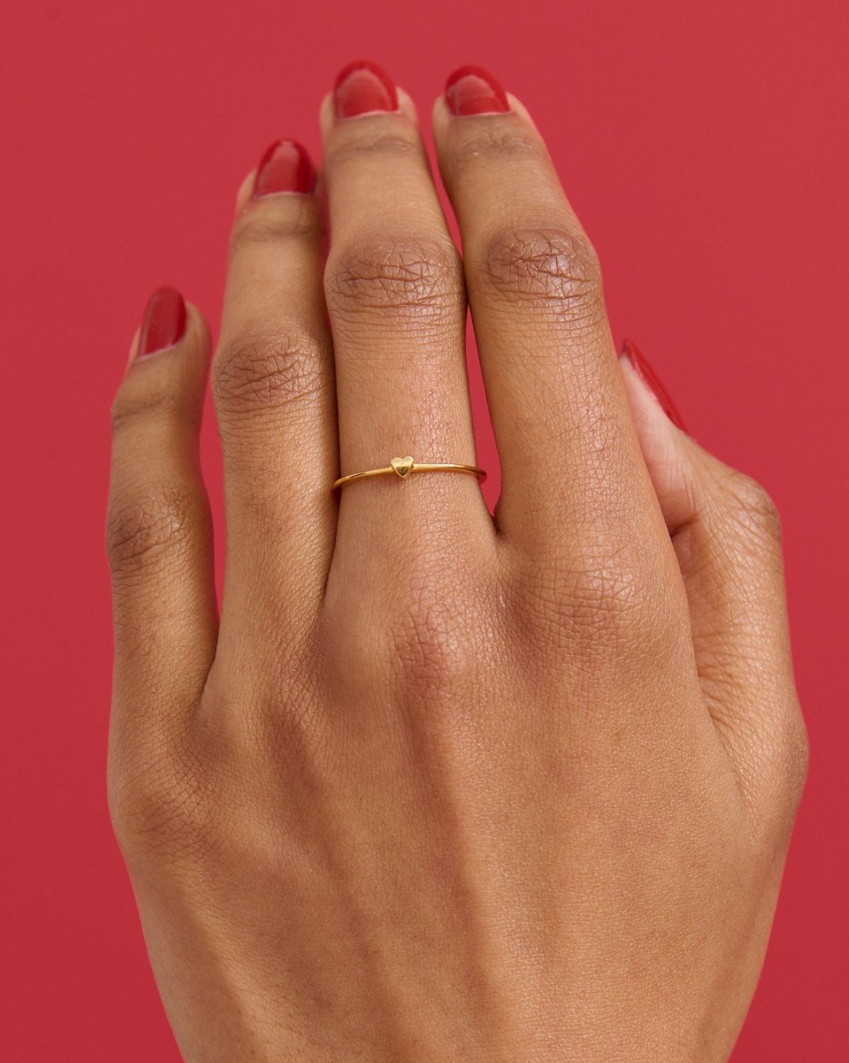 Solid Gold Lumi Heart Stacking Ring