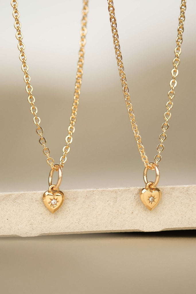 9K Solid Gold Mini Heart Necklace Skin Studio Jewelry