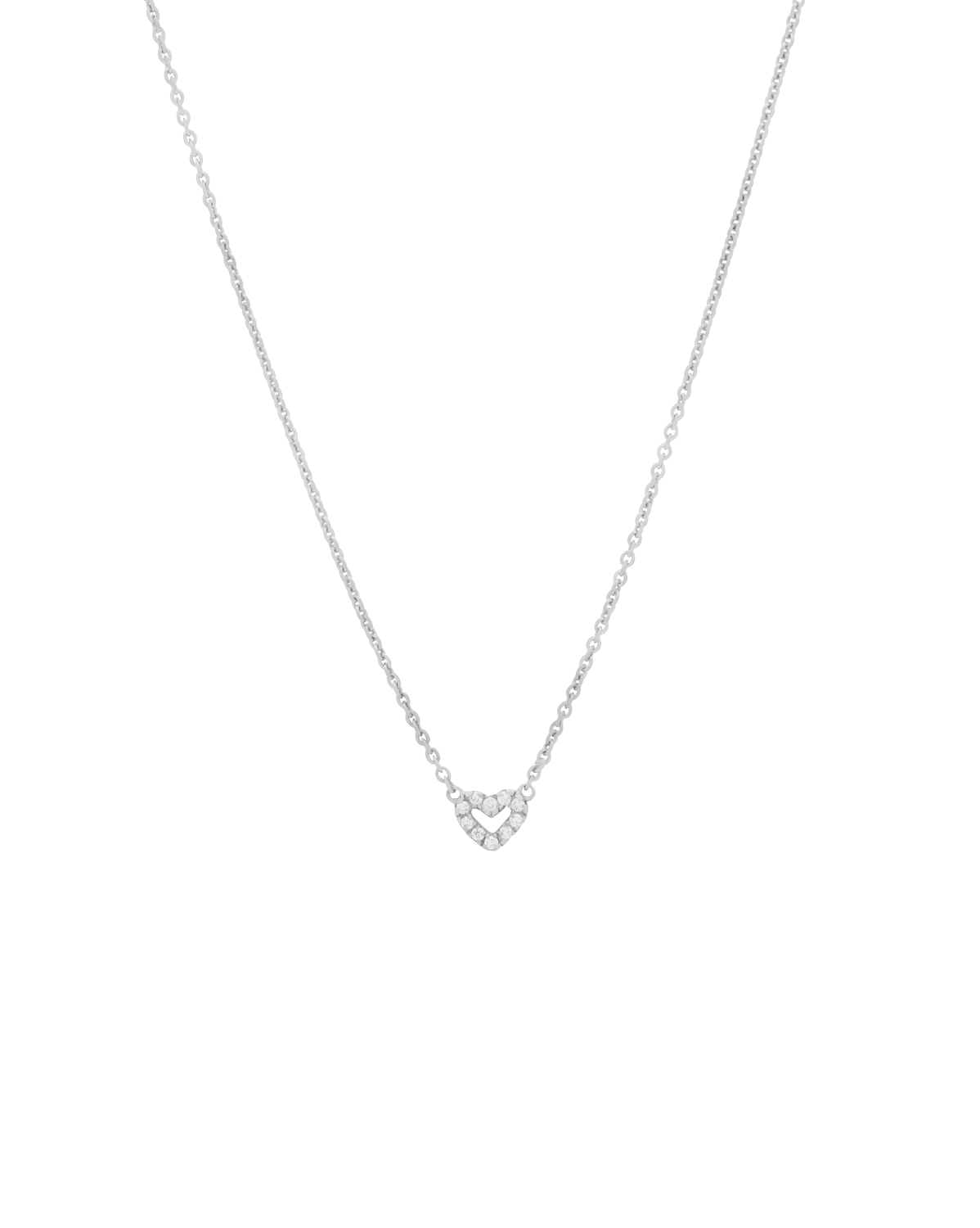 Solid Gold Diamond Heart Necklace - White Gold