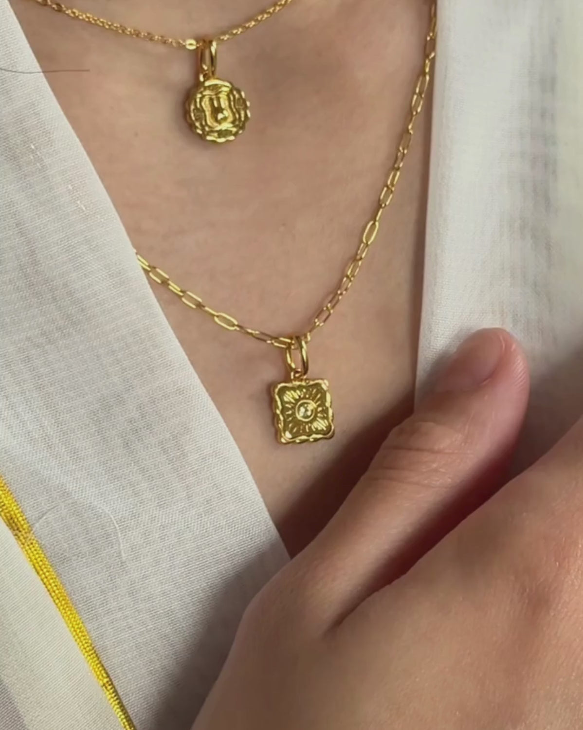 Liu Xin Square Mooncake Necklace - Sterling Silver