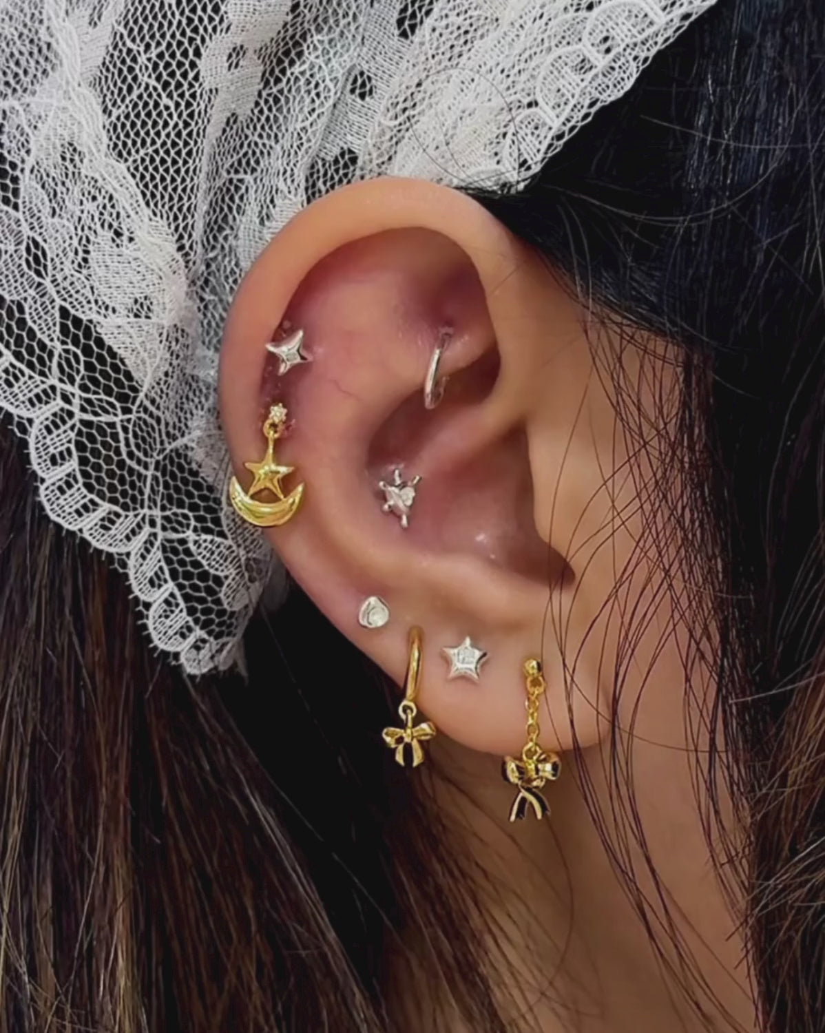 Solid Gold Moon Cosmic Power Earrings (Ready to ship)