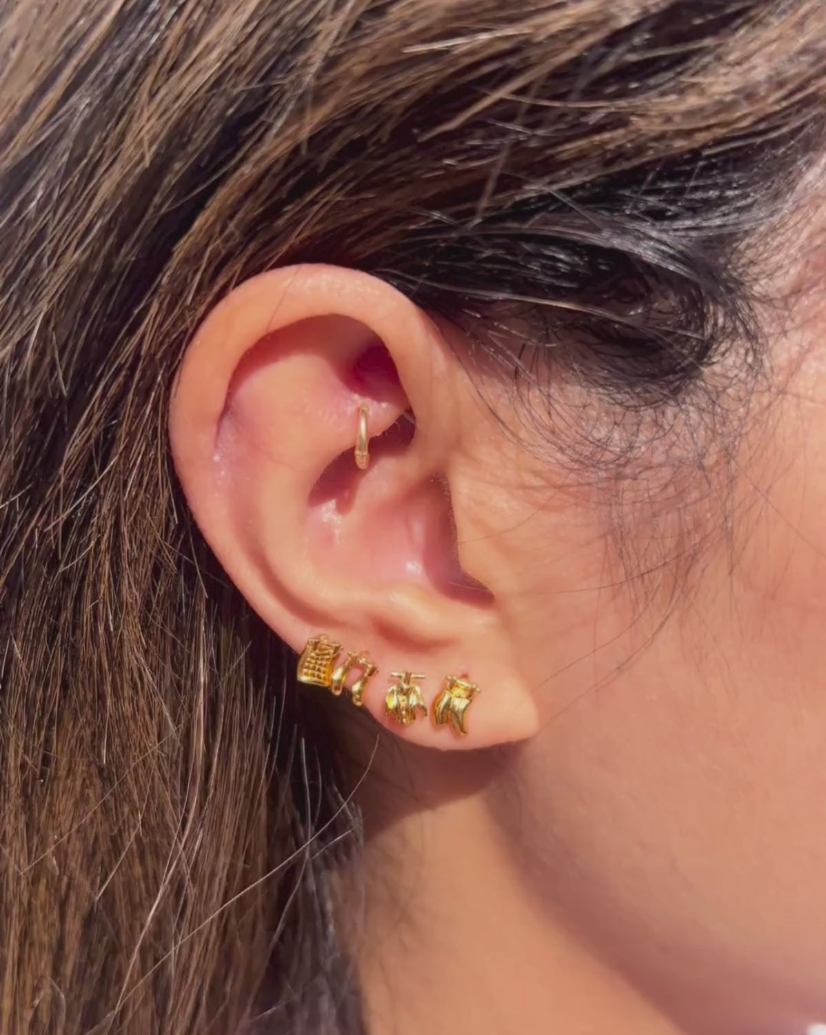 Solid Gold Washing Line Earring Set (Ready to ship)