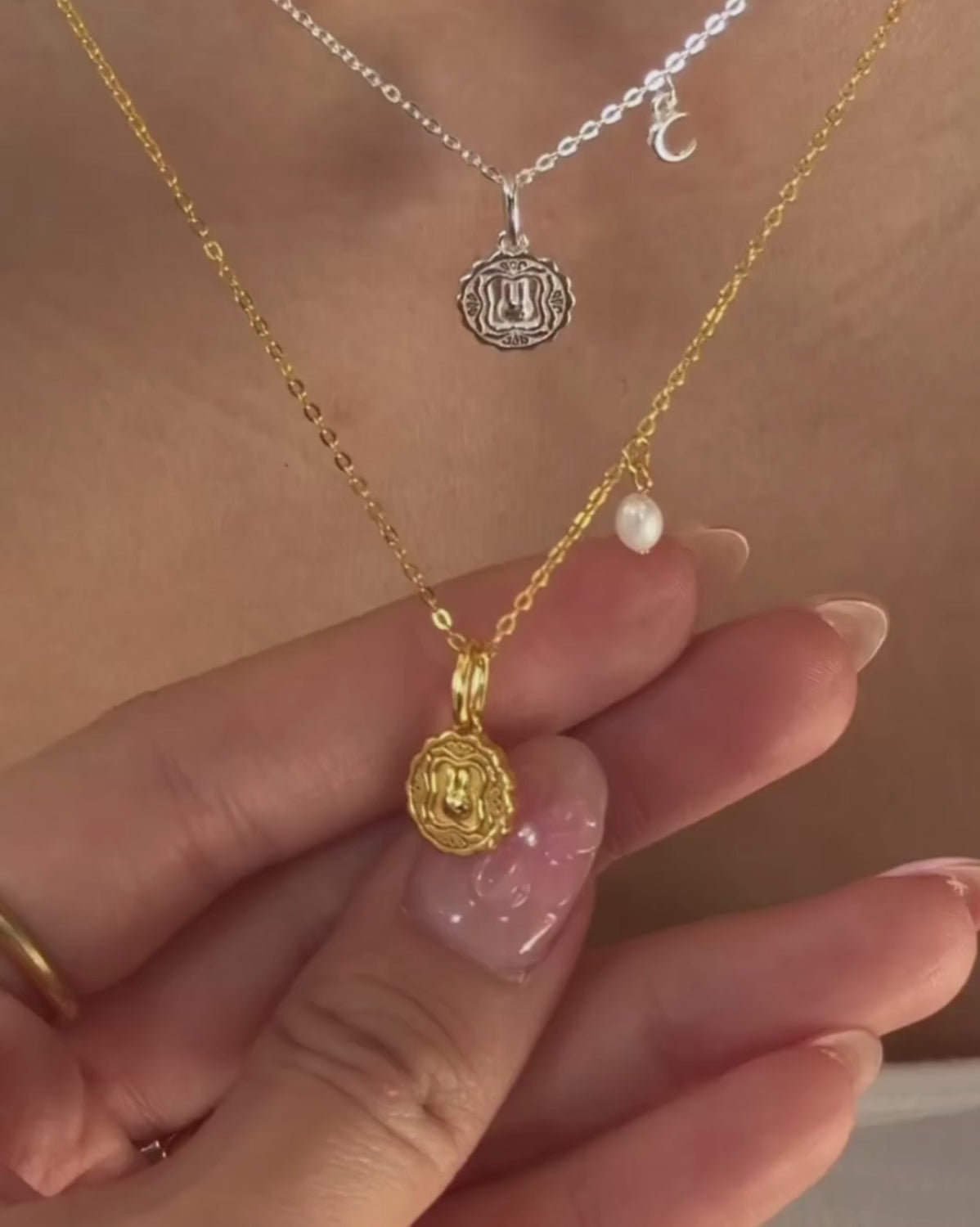 Luna Round Mooncake Necklace - Sterling Silver