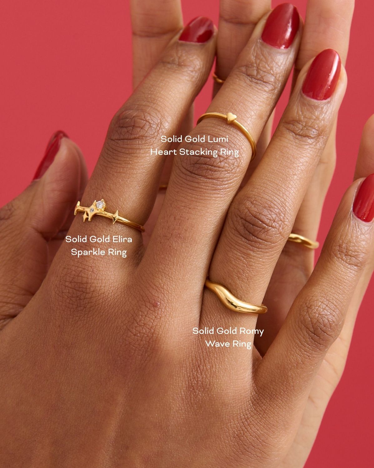 Solid Gold Lumi Heart Stacking Ring
