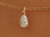 Kate Solid Gold Pear Diamond Necklace | 9K Solid Gold Necklaces | S-kin Studio Jewelry | Ethical Jewelry That Lasts