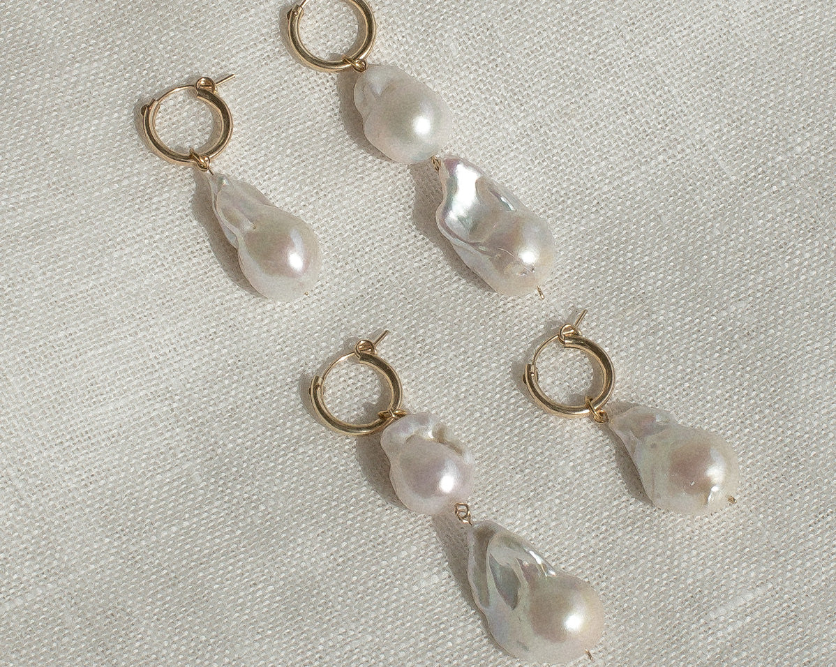 Aphrodite Baroque Pearl Earrings (Single Pearl) - S-kin Studio Jewelry | Minimal Jewellery That Lasts.