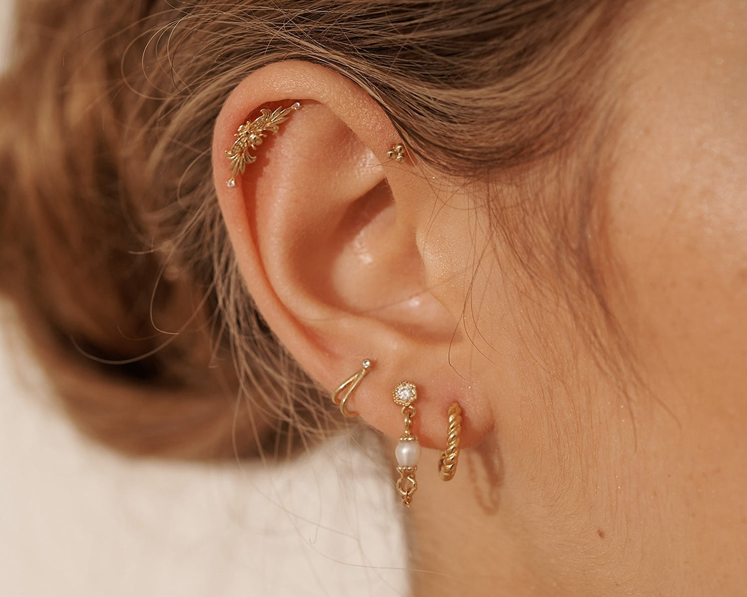 18K Gold Fill Faye Wishbone Single Stud | S-kin Studio Jewelry | Ethical Piercing Earrings