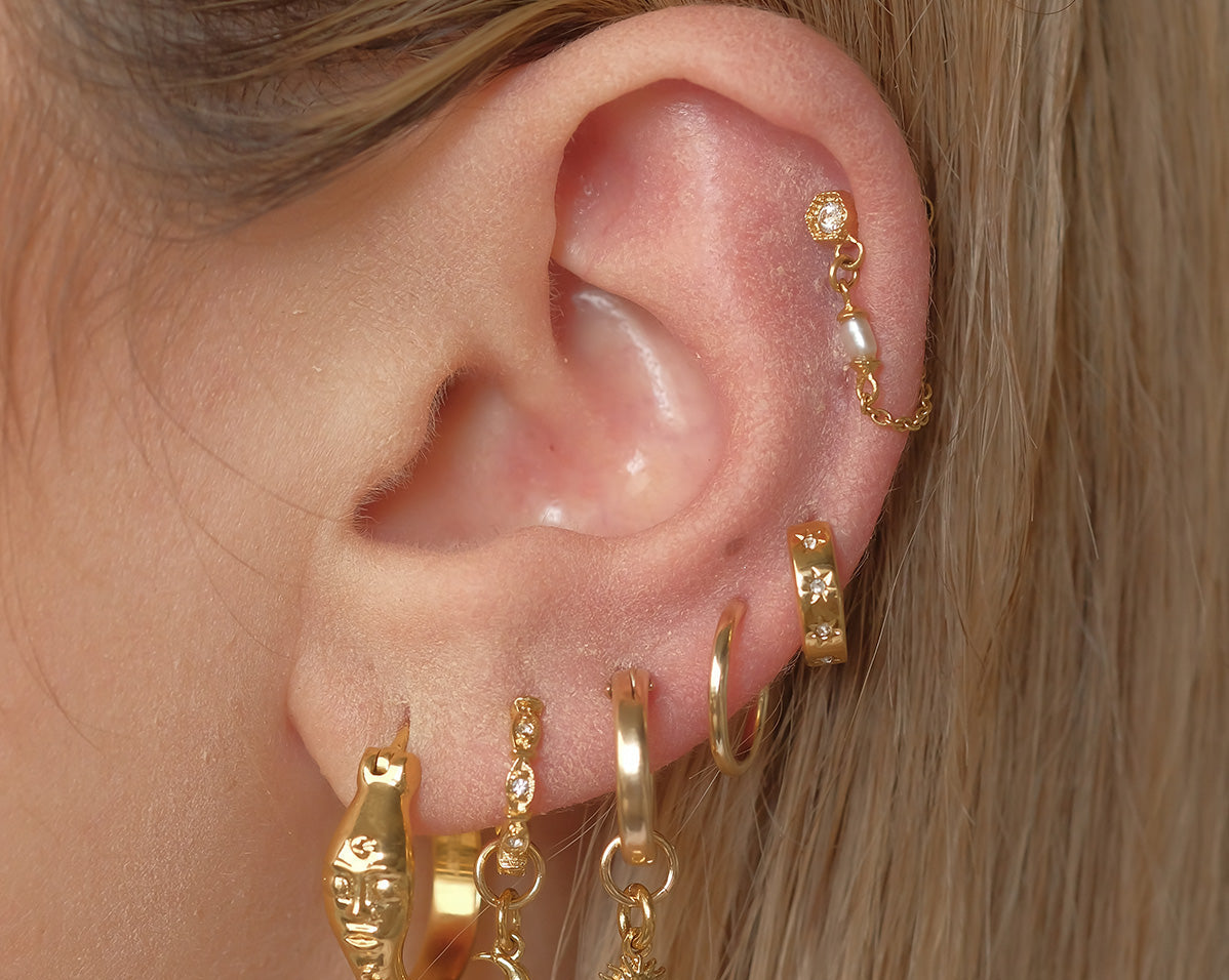 18K Gold Fill Delia Pearl Drop Stud | S-kin Studio Jewelry | Ethical Piercing Earrings