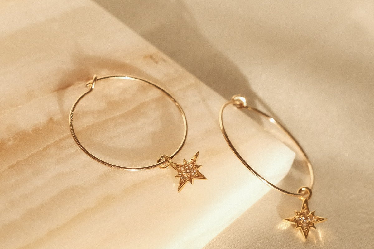 St'X Starburst Wire Hoops - S-kin Studio Jewelry | Minimal Jewellery That Lasts.