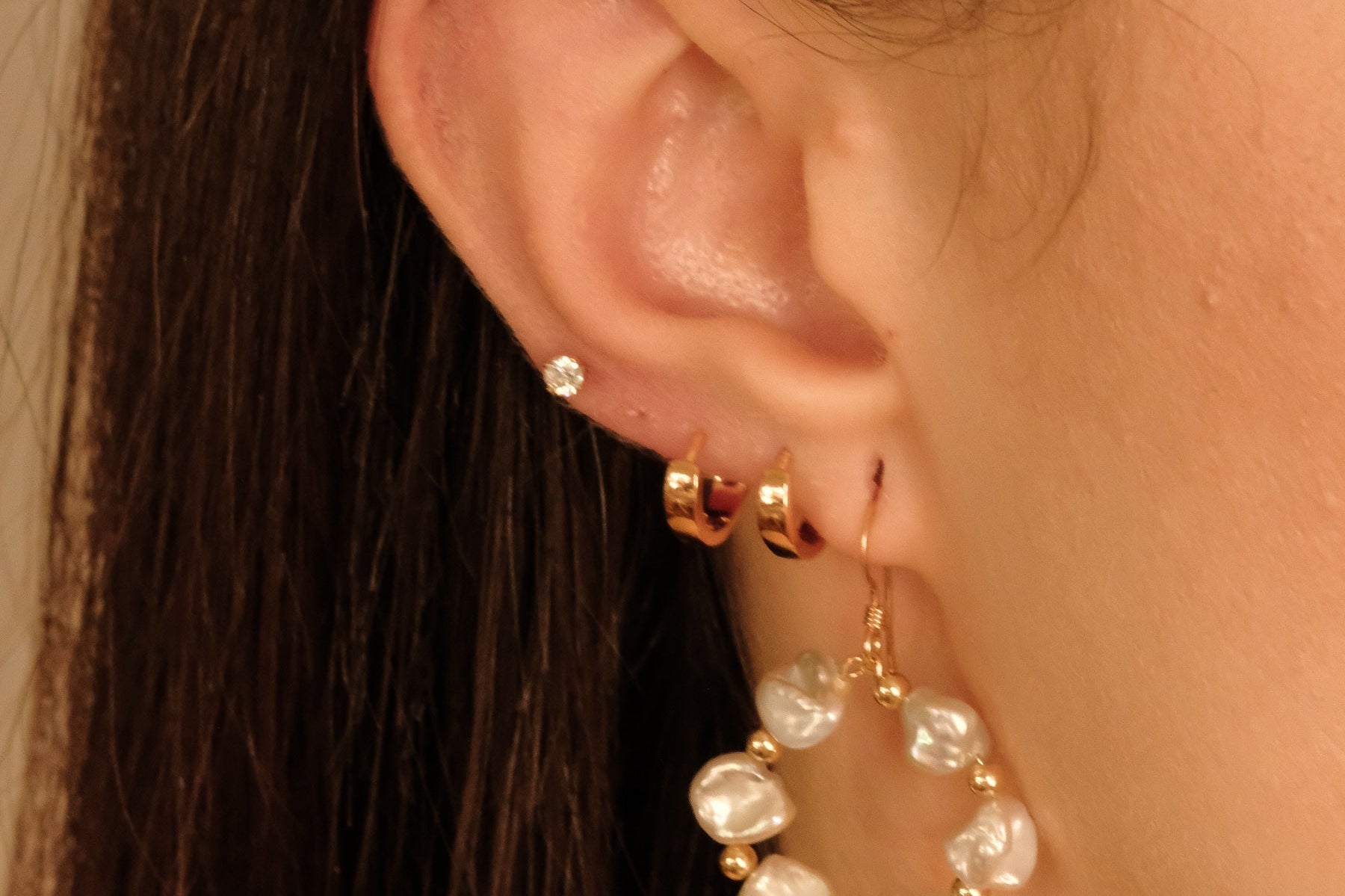 Daisy Pearl Earrings - S-kin Studio Jewelry | Minimal Jewellery That Lasts.