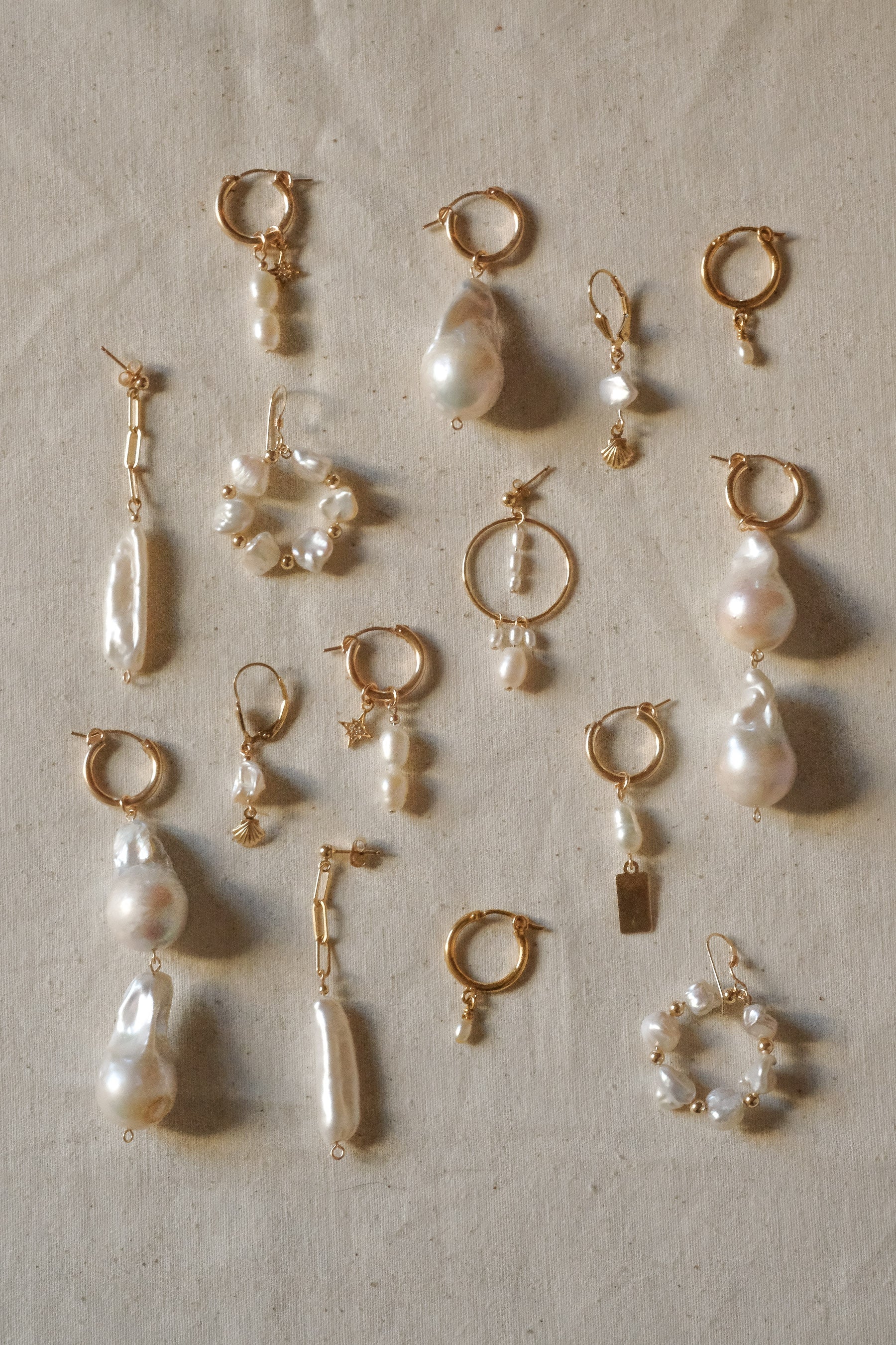 Hailey Double Pearl Starburst Hoops - S-kin Studio Jewelry | Minimal Jewellery That Lasts.