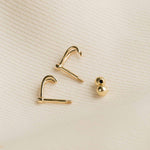 14K Solid Gold Faye Wishbone Single Stud | S-kin Studio Jewelry | Ethical Piercing Earrings