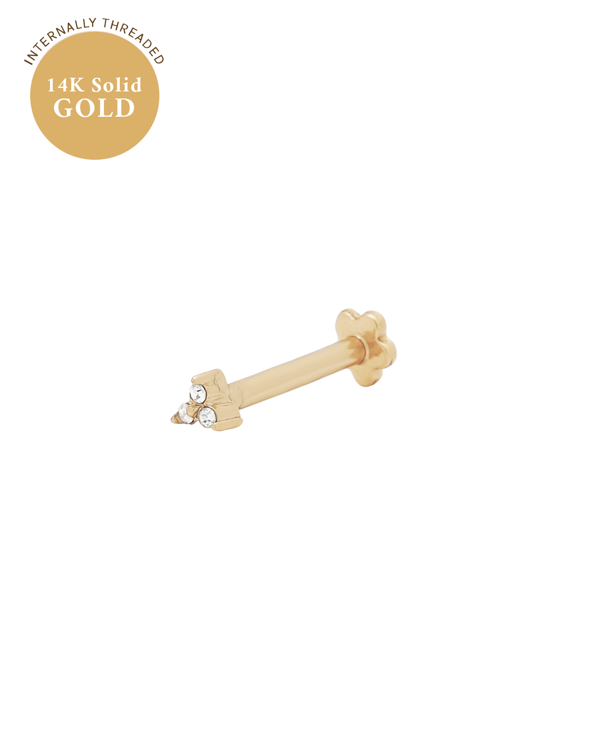 14K Solid Gold Angela Tiny Trio Stud