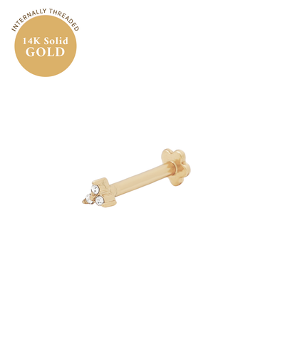 14K Solid Gold Angela Tiny Trio Stud (Pair)
