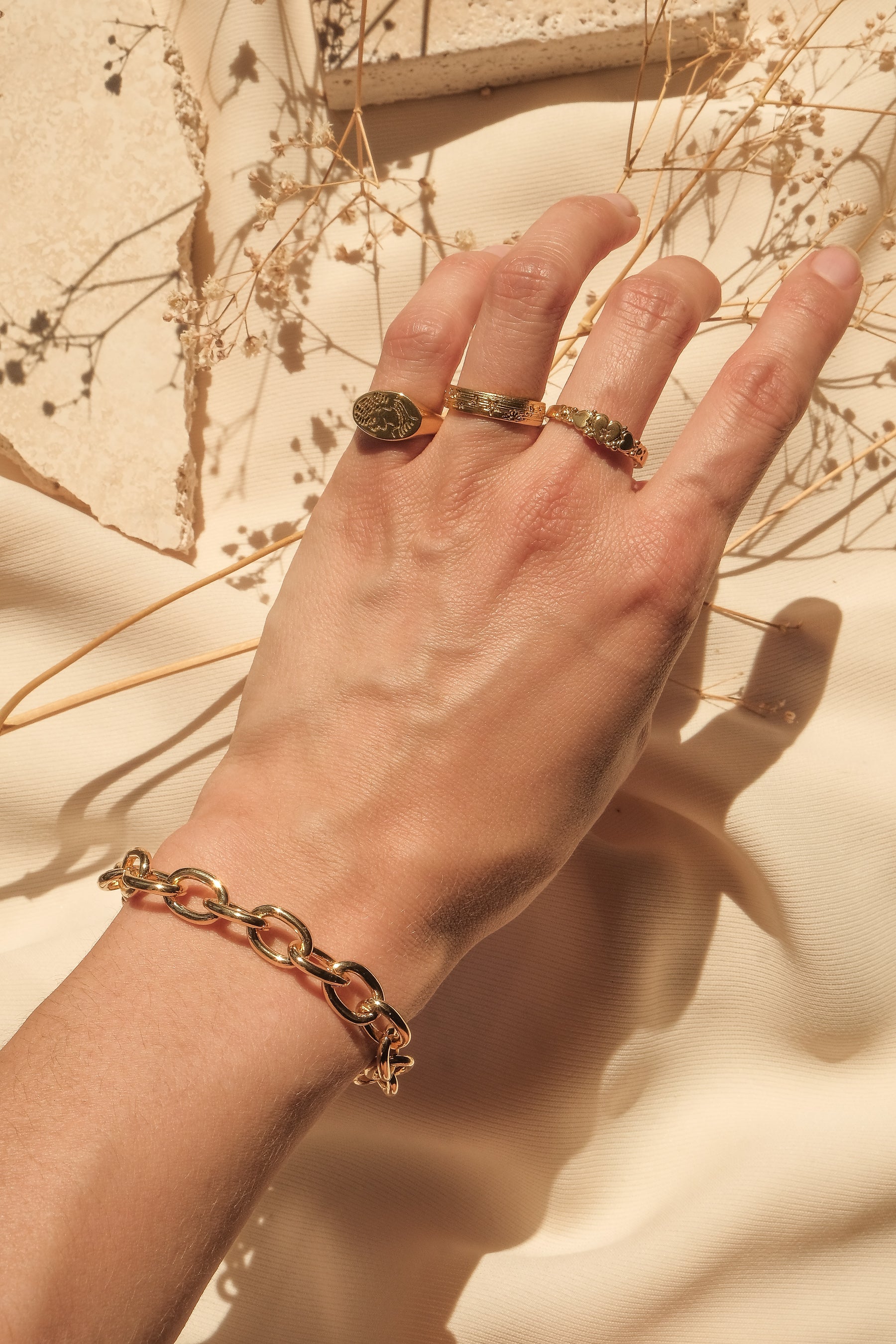 Jew Armbands|gold Plated Chain Link Bracelet For Women - Vintage Flower Chunky  Bangle
