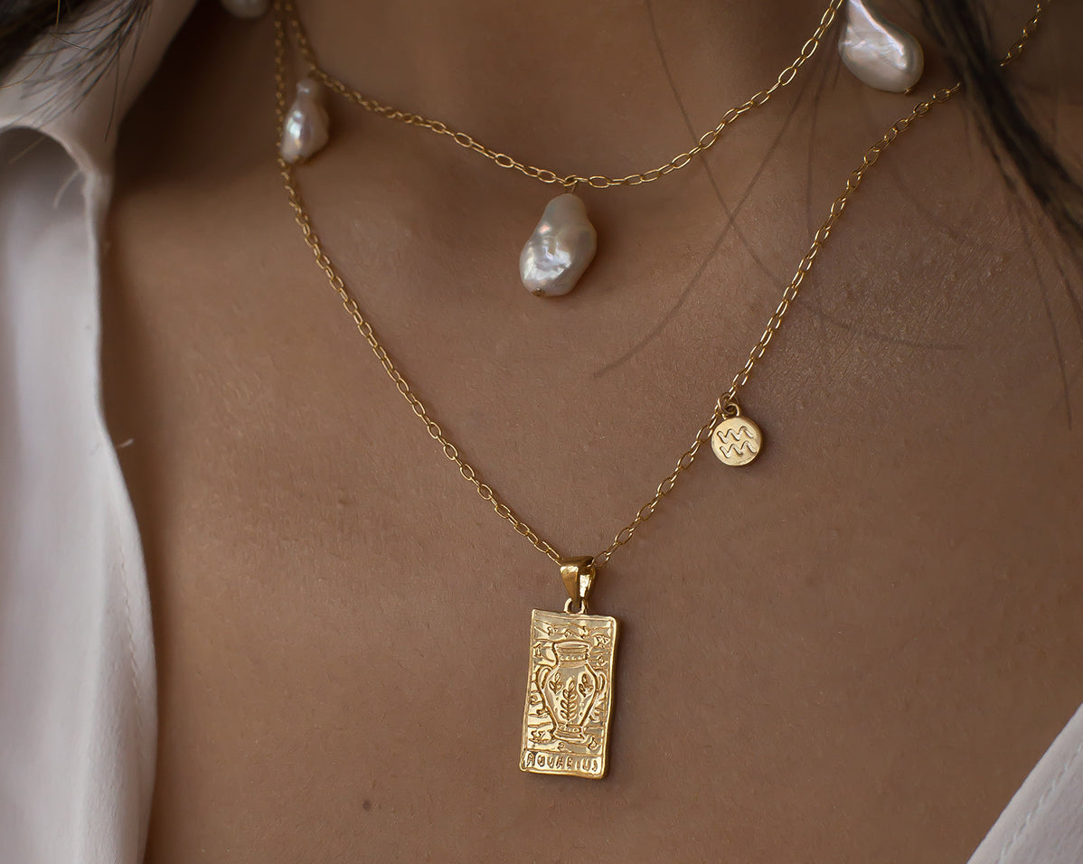 Aquarius Zodiac Necklace - S-kin Studio Jewelry | Minimal Jewellery That Lasts.