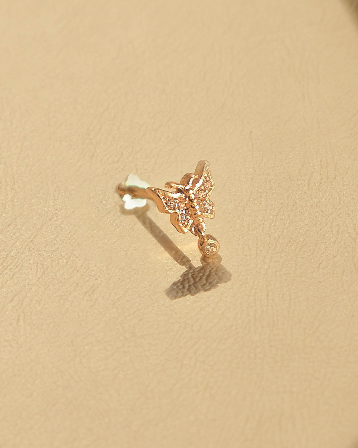 14K Solid Gold Athalia Butterfly Stud