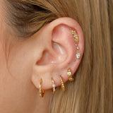 14K Solid Gold Bee Curve Single Stud