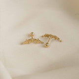 14K Solid Gold Bee Curve Single Stud