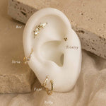 14K Solid Gold Bee Curve Single Stud