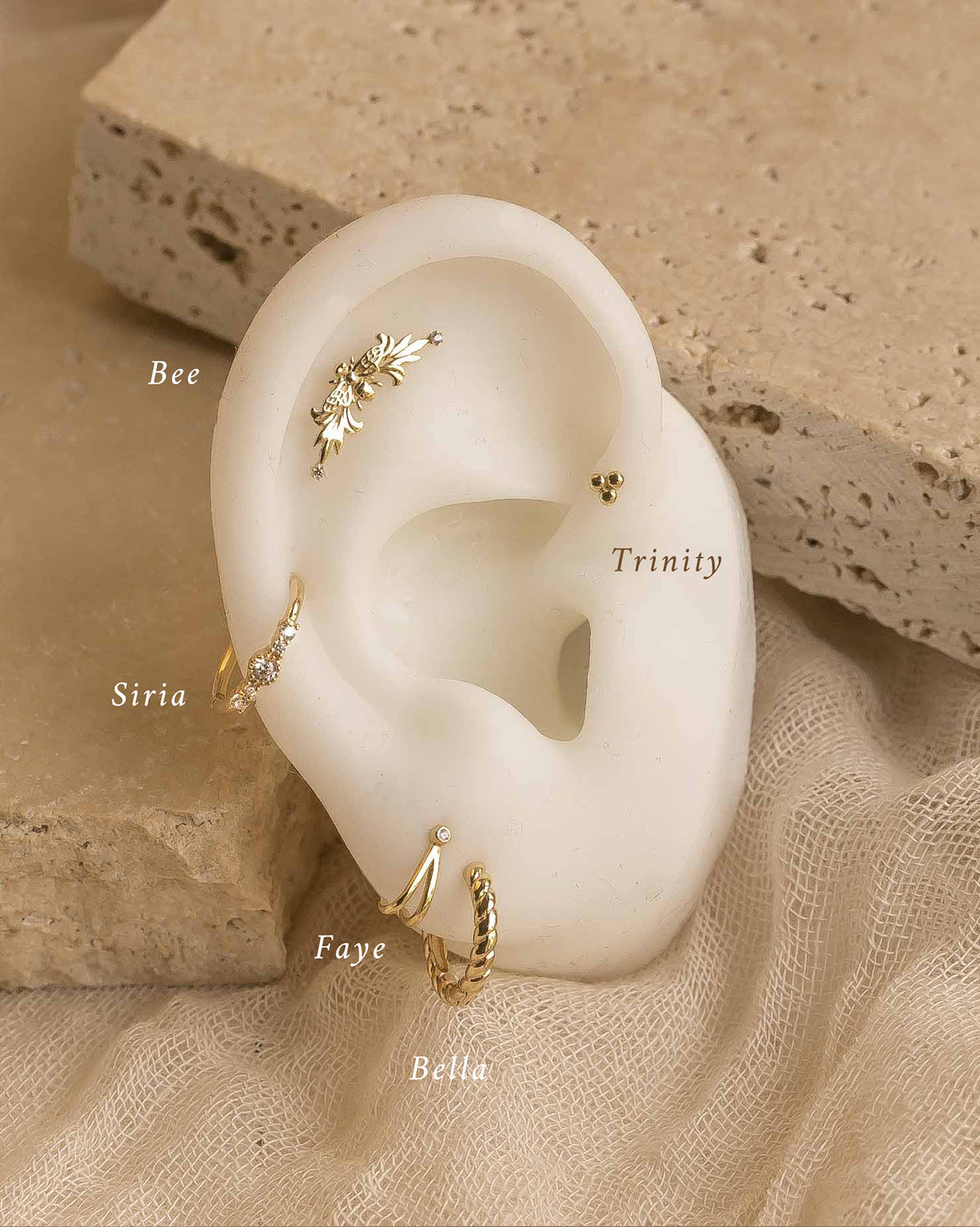 18K Gold Fill Bee Curve Single Stud | S-kin Studio Jewelry | Ethical Piercing Stud