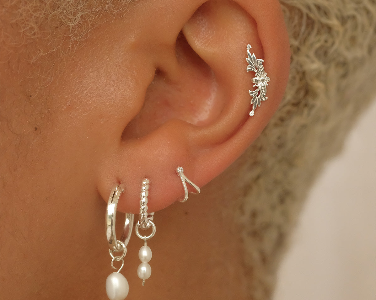 Sterling Silver Bella Twist Huggie Hoops | S-kin Studio Jewelry | Ethical Piercing Earrings