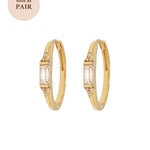 18K Gold Fill Caroline Baguette Hoops | S-kin Studio Jewelry | Ethical Piercing Earrings