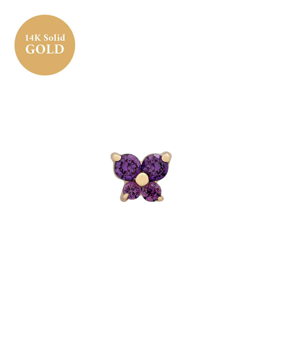 14K Solid Gold Cho Butterfly Single Stud