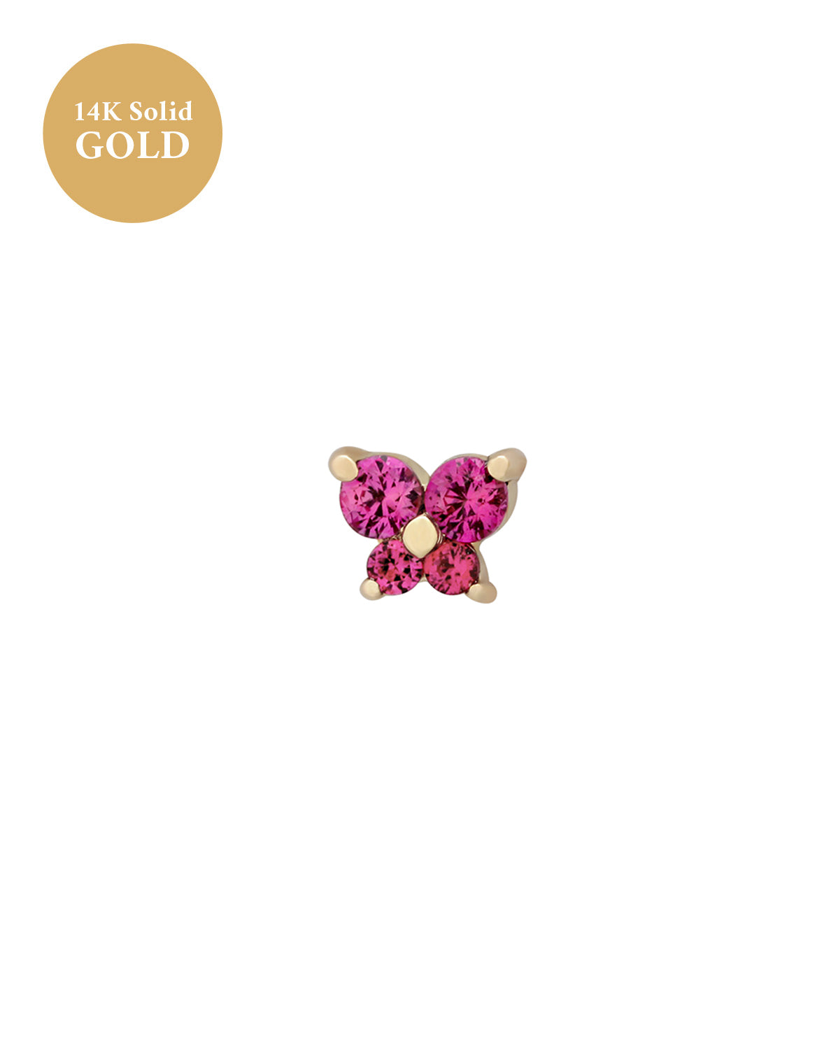 14K Solid Gold Cho Butterfly Single Stud