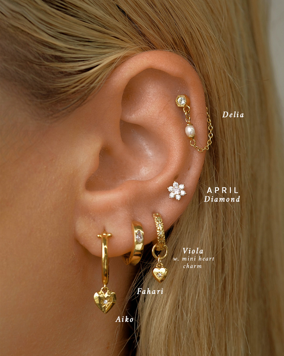 18ct Gold Triple Dot Cartilage Helix Hoop Earrings – Wild Fawn Jewellery