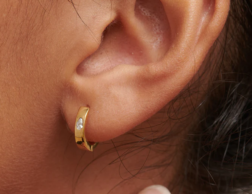 Fahari Solid Gold Pear Gemstone Hoops | 9K Solid Gold Earrings | S-kin Studio Jewelry | Ethical Jewelry That Lasts