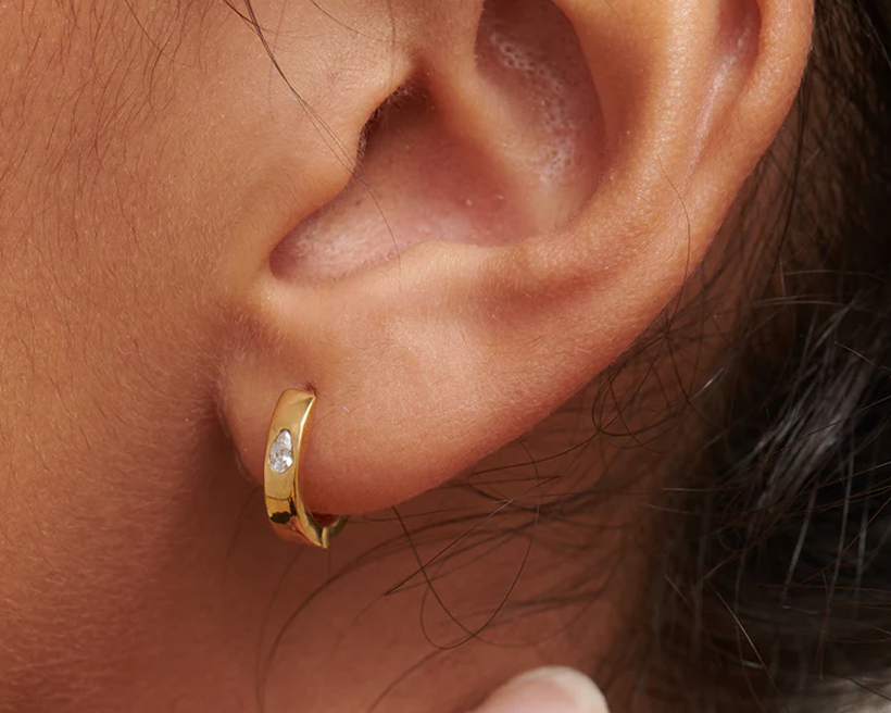 Fahari Solid Gold Pear Gemstone Hoops
