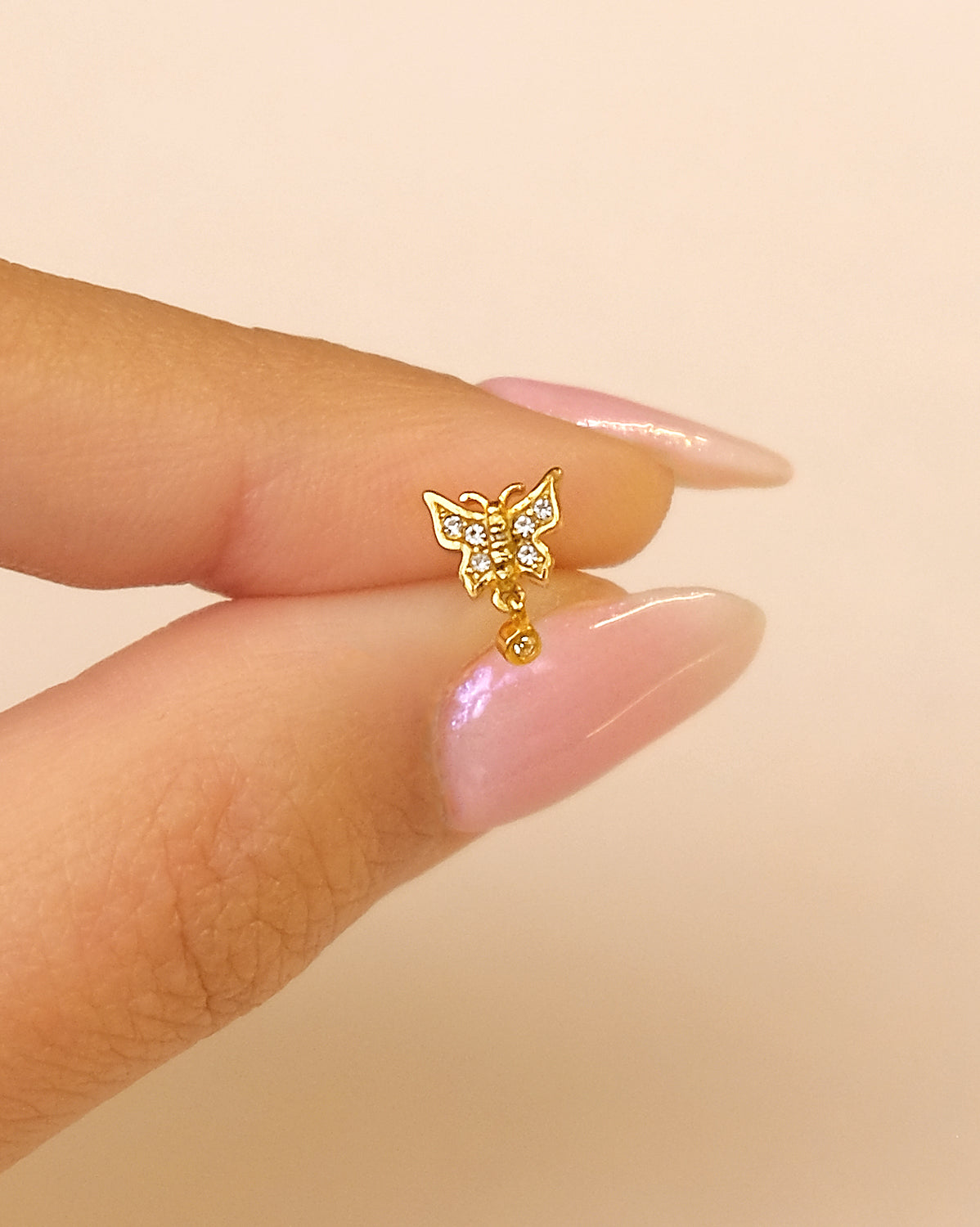 14K Solid Gold Athalia Butterfly Stud